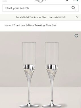 Lennox True Love 2-Piece Toasting Flute Set With Matching Picture Frame